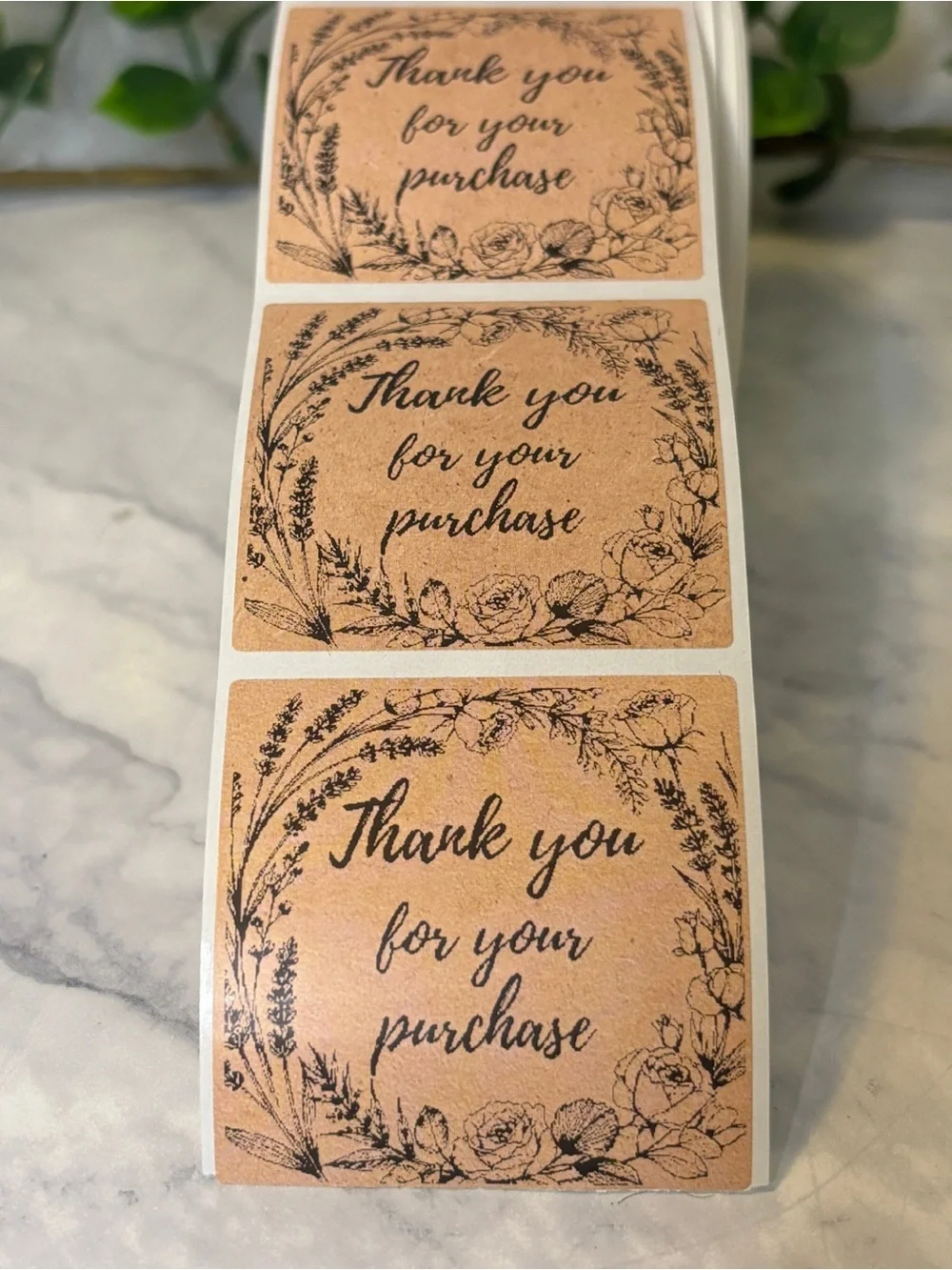 200 Rustic Floral 2x2 Thank You for Your Purchase Stickers | Small Business